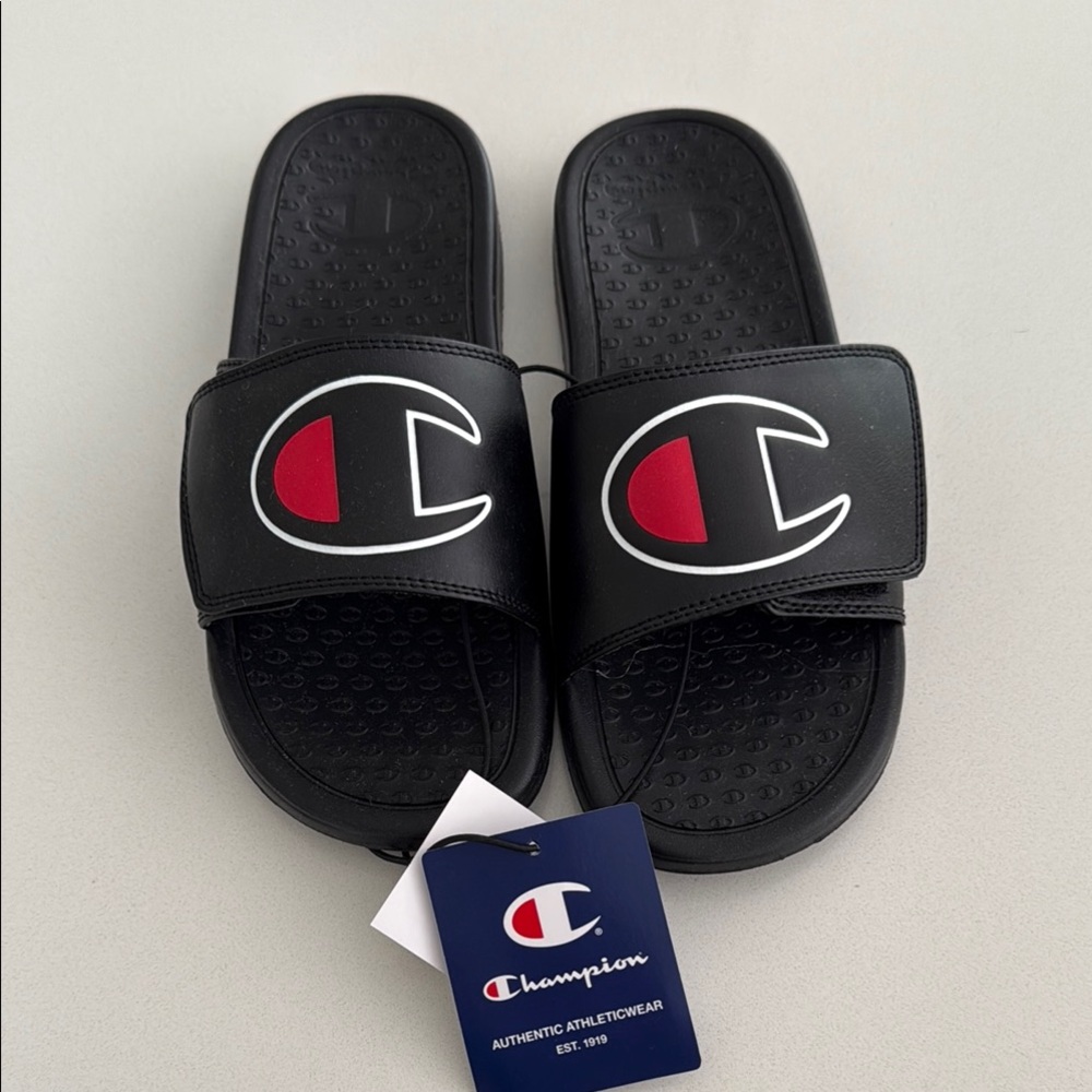 Champion Black and Red Slide Sandals